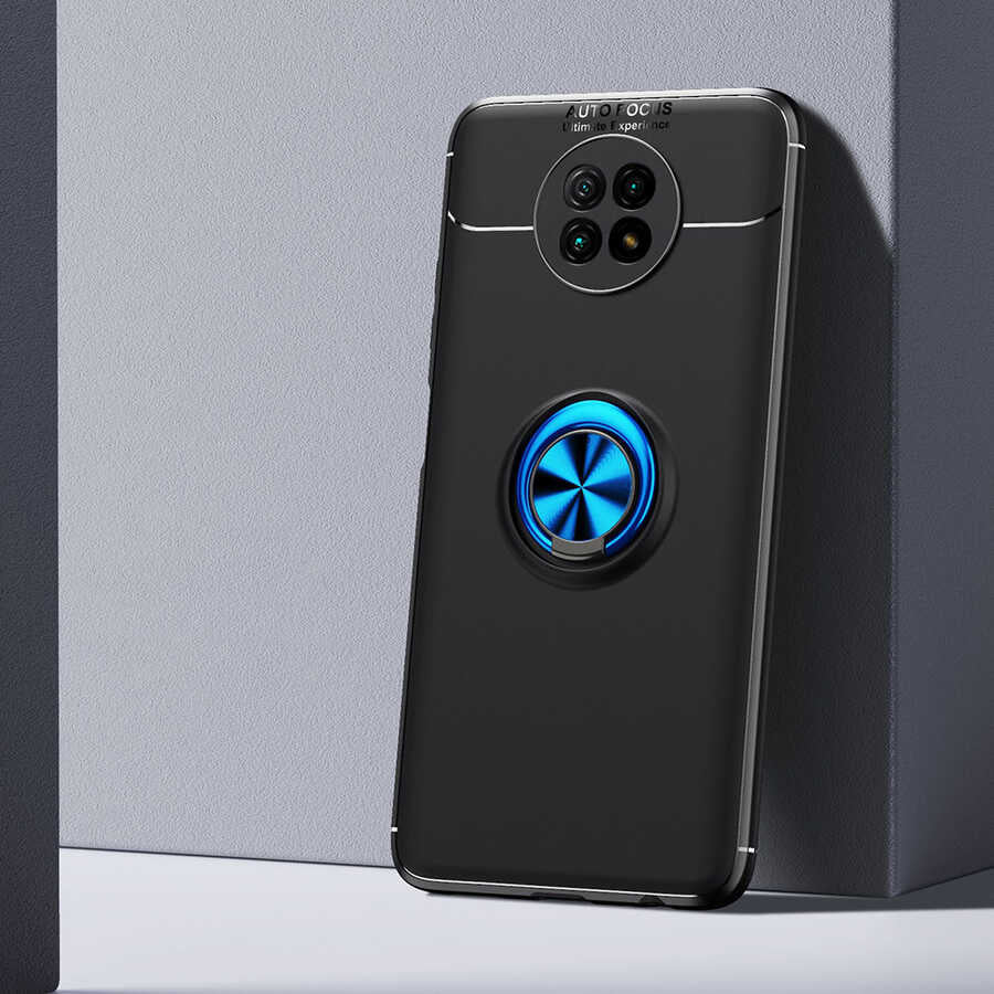 Xiaomi Redmi Note 9 5G Kılıf Zore Ravel Silikon Kapak Siyah-Mavi