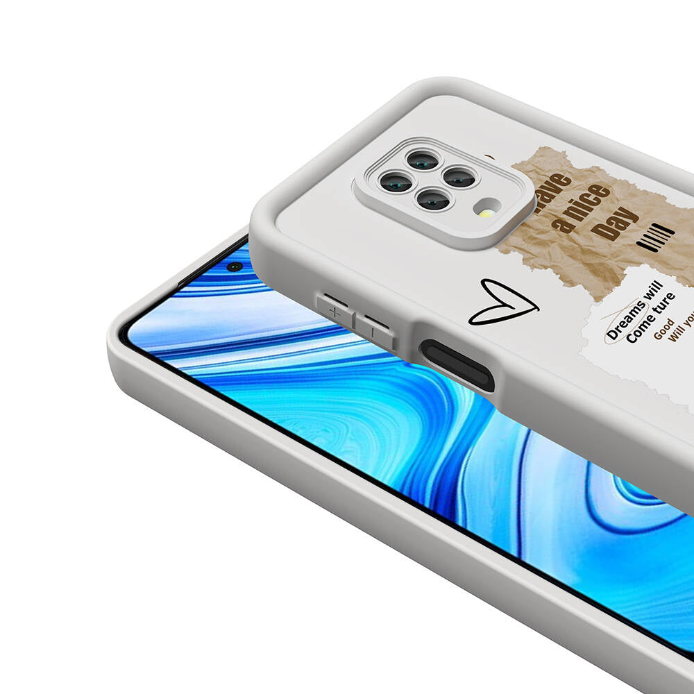 Xiaomi Redmi Note 9 Pro Kılıf Kamera Korumalı Baskılı Arka Yüzey Zore Klas Kapak Beyaz