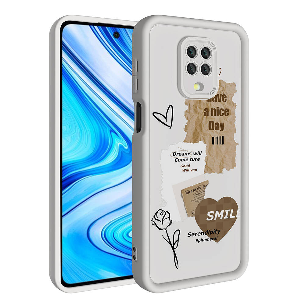 Xiaomi Redmi Note 9 Pro Kılıf Kamera Korumalı Baskılı Arka Yüzey Zore Klas Kapak Beyaz