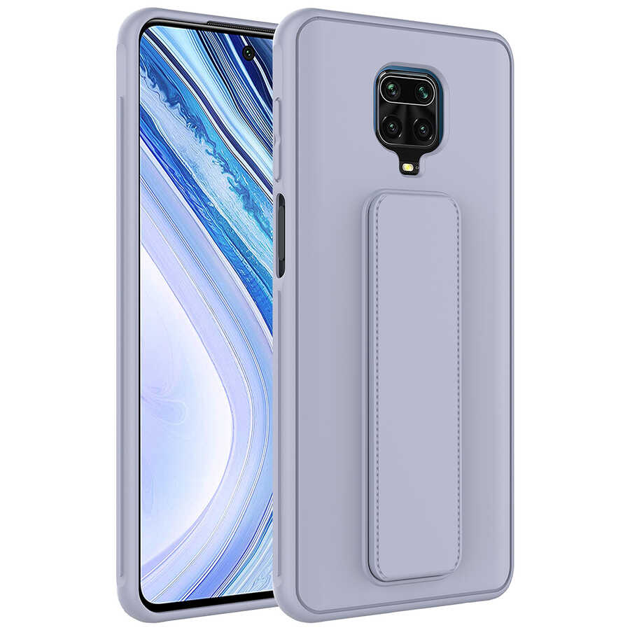 Xiaomi Redmi Note 9 Pro Kılıf Zore Qstand Kapak Gri