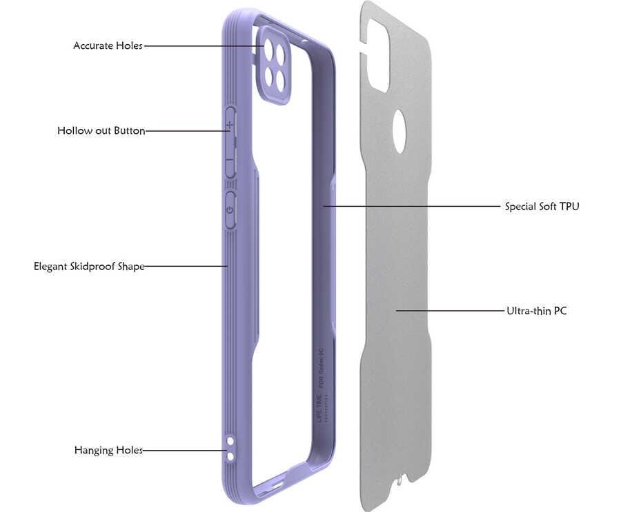 Xiaomi Redmi 9C Kılıf Zore Parfe Kapak Mor