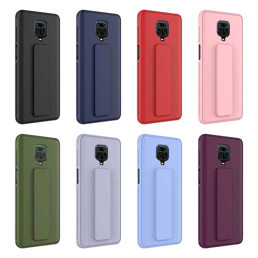 Xiaomi Redmi Note 9S Kılıf Zore Qstand Kapak Lila