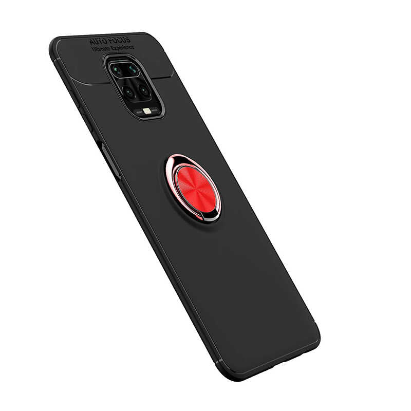 Xiaomi Redmi Note 9S Kılıf Zore Ravel Silikon Kapak Siyah-Kırmızı