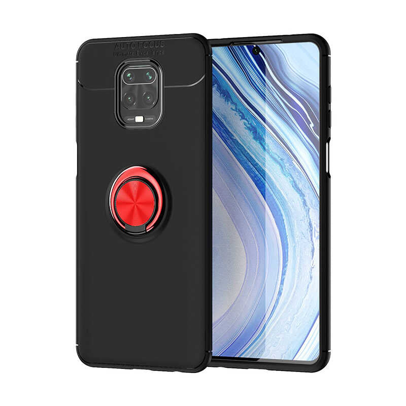 Xiaomi Redmi Note 9S Kılıf Zore Ravel Silikon Kapak Siyah-Kırmızı