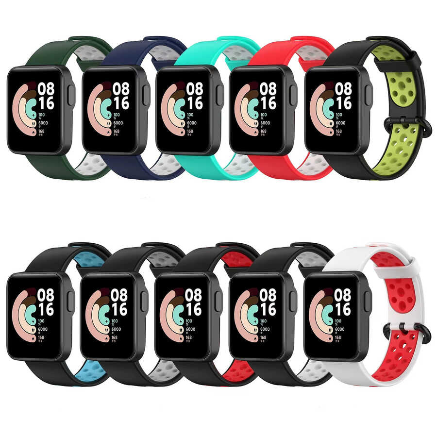 Xiaomi Redmi Watch 2 Lite KRD-02 Silikon Kordon Siyah-Kırmızı