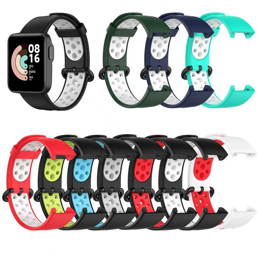 Xiaomi Redmi Watch 2 Lite KRD-02 Silikon Kordon Siyah-Kırmızı
