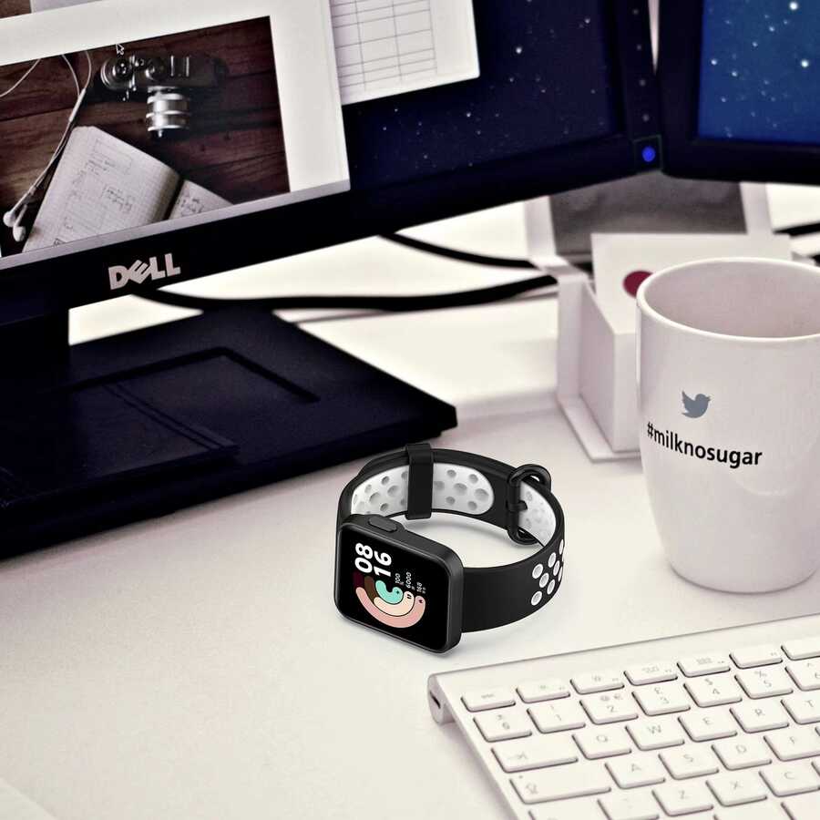 Xiaomi Redmi Watch 2 Lite KRD-02 Silikon Kordon Siyah-Kırmızı