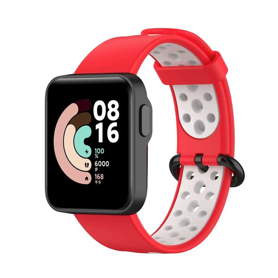 Xiaomi Redmi Watch 2 Lite KRD-02 Silikon Kordon Kırmızı-Beyaz