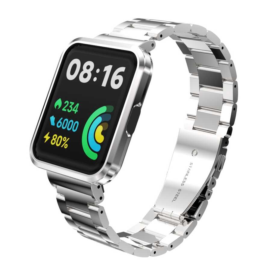 Xiaomi Redmi Watch 2 Lite Zore KRD-60 Metal Kordon Gümüş