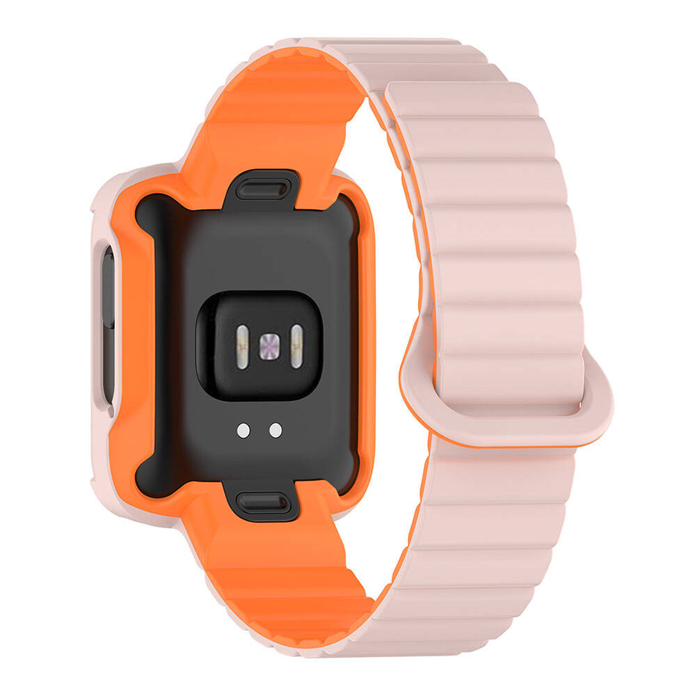 Xiaomi Redmi Watch 2 Silikon Kordon Zore KRD-105 Strap Kayış Koyu Kırmızı-Siyah