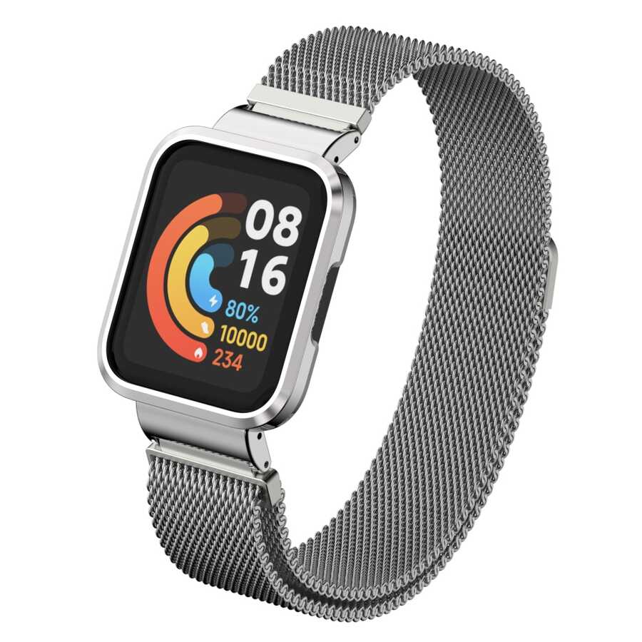 Xiaomi Redmi Watch (Mi Watch Lite) Zore KRD-58 Metal Kordon Gümüş