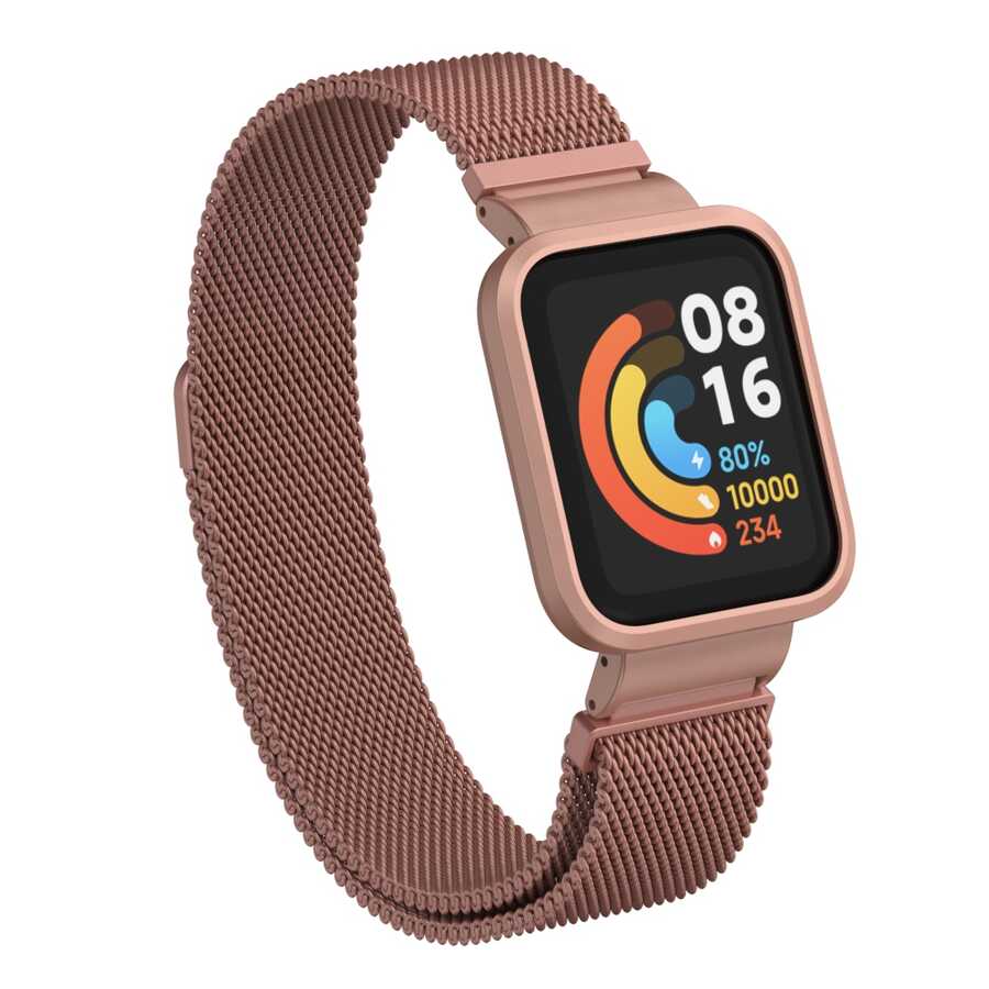 Xiaomi Redmi Watch (Mi Watch Lite) Zore KRD-58 Metal Kordon Pembe