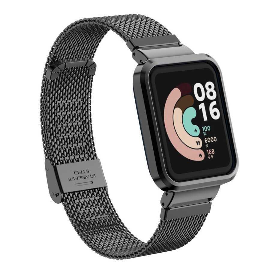 Xiaomi Redmi Watch (Mi Watch Lite) Zore KRD-59 Metal Kordon Siyah