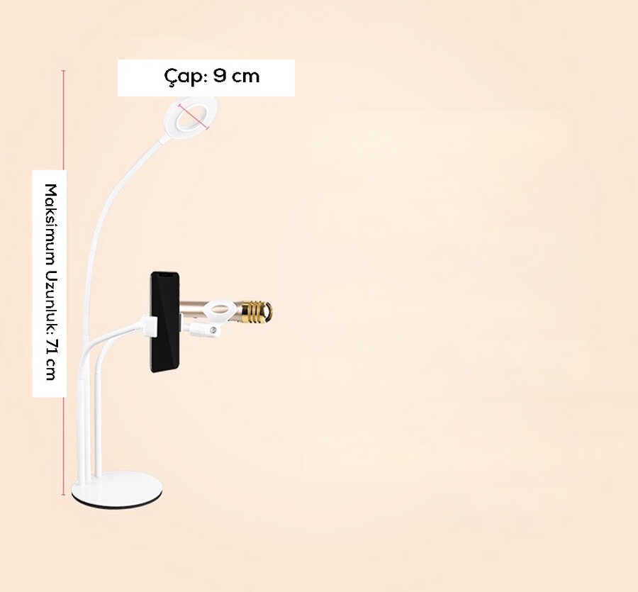 Zore 3 in 1 Işıklı Telefon Tutucu Ring Light Beyaz