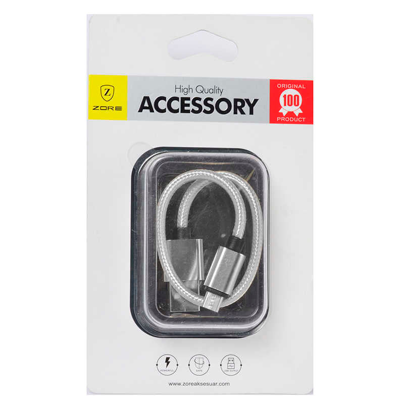 Zore 30 Cm Halat Micro Usb Kablo Gri