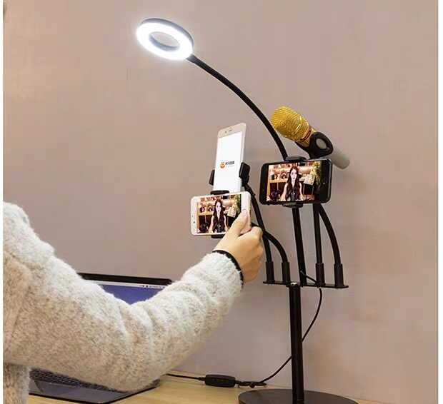 Zore 5 in 1 Işıklı Telefon Tutucu Ring Light Siyah