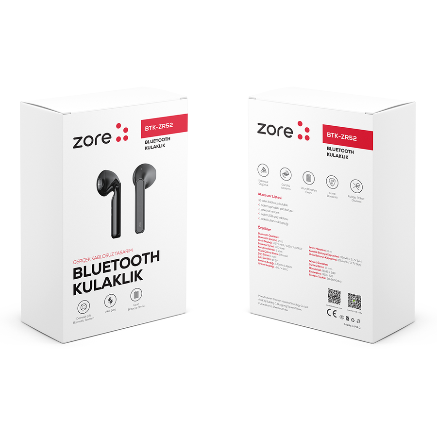 Zore BTK-ZR52 Bluetooth Kulaklık Beyaz