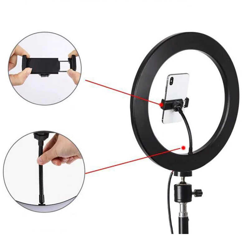 Zore CXB-260 Işıklı Telefon Tutucu Ring Light Siyah