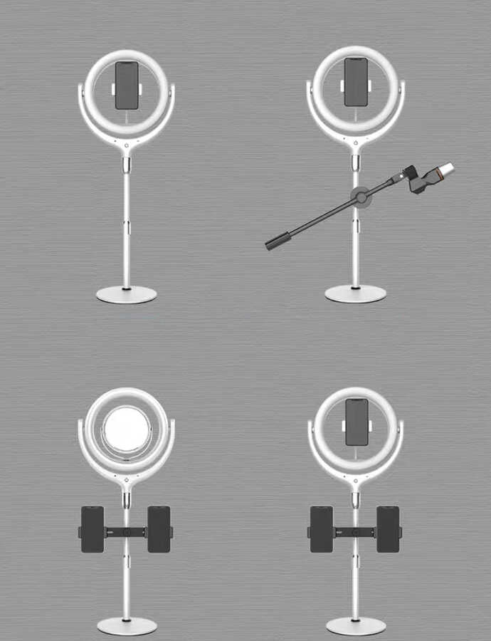 Zore F-537 30 Cm Işıklı Telefon Tutucu Ring Light Beyaz