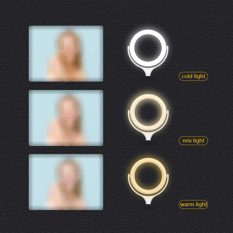 Zore F-537 Işıklı Telefon Tutucu Ring Light Beyaz