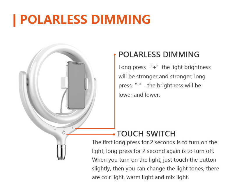 Zore F-539A Işıklı Telefon Tutucu Ring Light Siyah