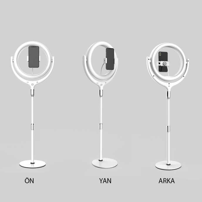 Zore F-539A Işıklı Telefon Tutucu Ring Light Siyah