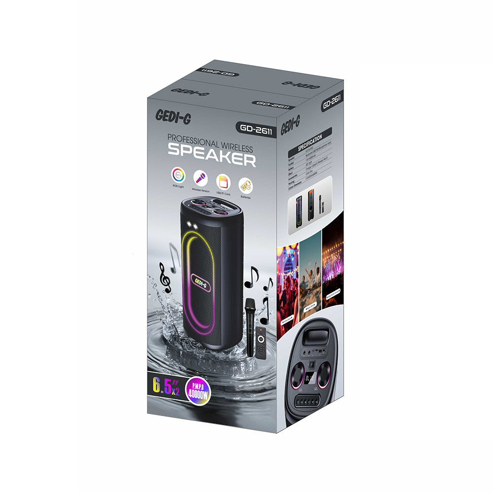 Zore GD-2611 Dijital LED Göstergeli Mikrofonlu RGB TWS Çift 6.5 inç Stereo Bass Kablosuz Karaoke Hoparlör