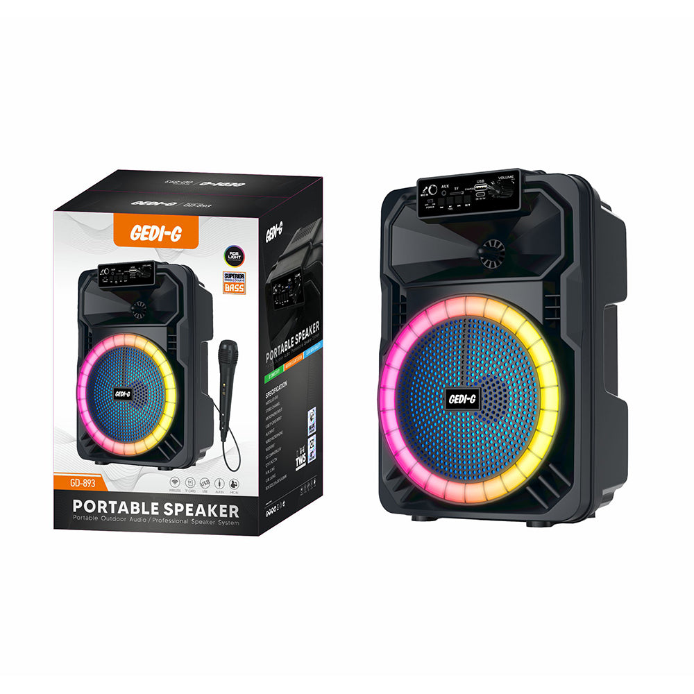 Zore GD-893 Mikrofonlu RGB TWS 8 inç Stereo Bass Kablosuz Karaoke Hoparlör Siyah