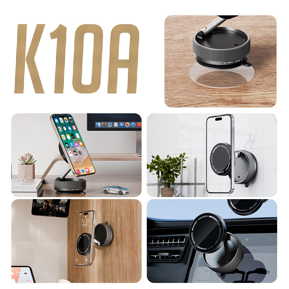 Zore K10A Vakum Özellikli Magnetik Telefon Tutucu Siyah