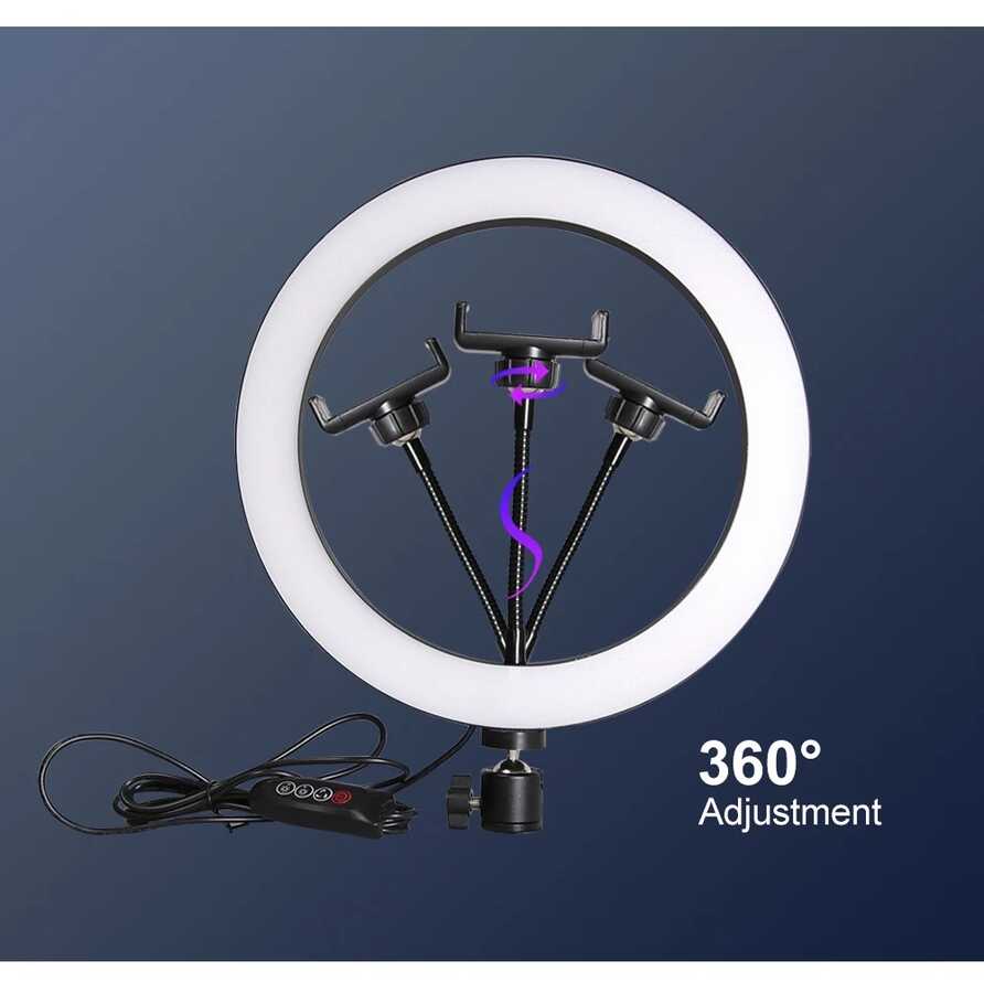 Zore M-26 Işıklı Telefon Tutucu Ring Light Siyah