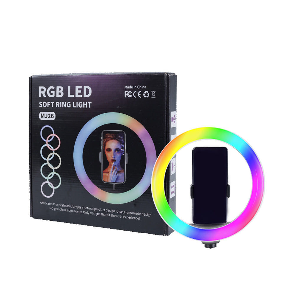 Zore MJ20 RGB Light 8 inç Işıklı Telefon Tutucu Ring Light Siyah