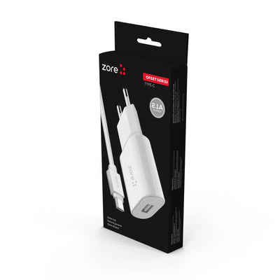 Zore Ofset Serisi ZCS-03 Type-C 2 in 1 Ev Şarj Seti 2.1A Beyaz