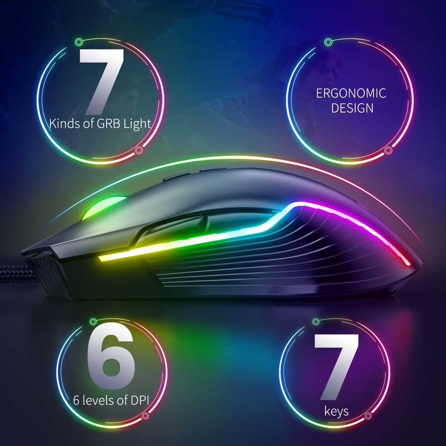Zore Onikuma CW905 RGB Oyuncu Mouse Siyah
