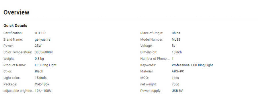 Zore RGB MJ-33 Işıklı Telefon Tutucu Ring Light Siyah