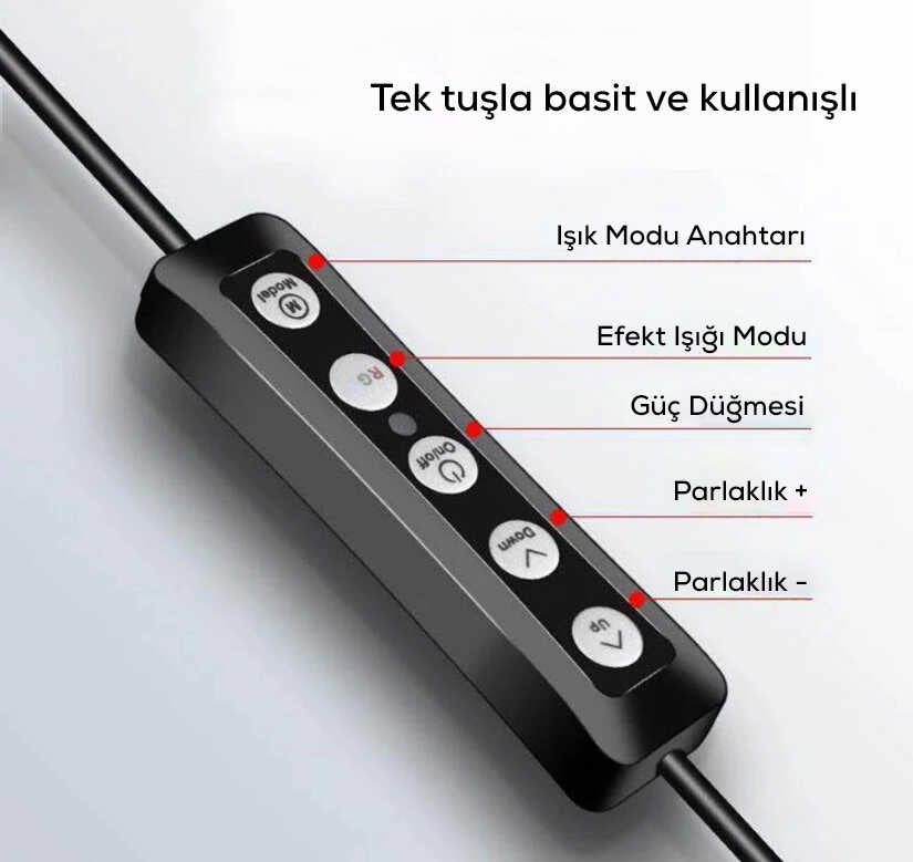 Zore RGB MJ-33 Işıklı Telefon Tutucu Ring Light Siyah