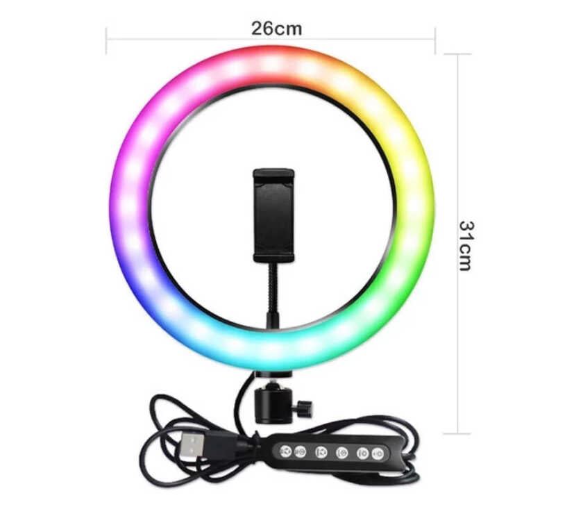Zore RGB MJ-33 Işıklı Telefon Tutucu Ring Light Siyah