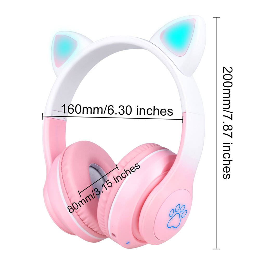 Zore STN-28 Pro Cat Ear Design RGB Light Bluetooth Headphones Purple