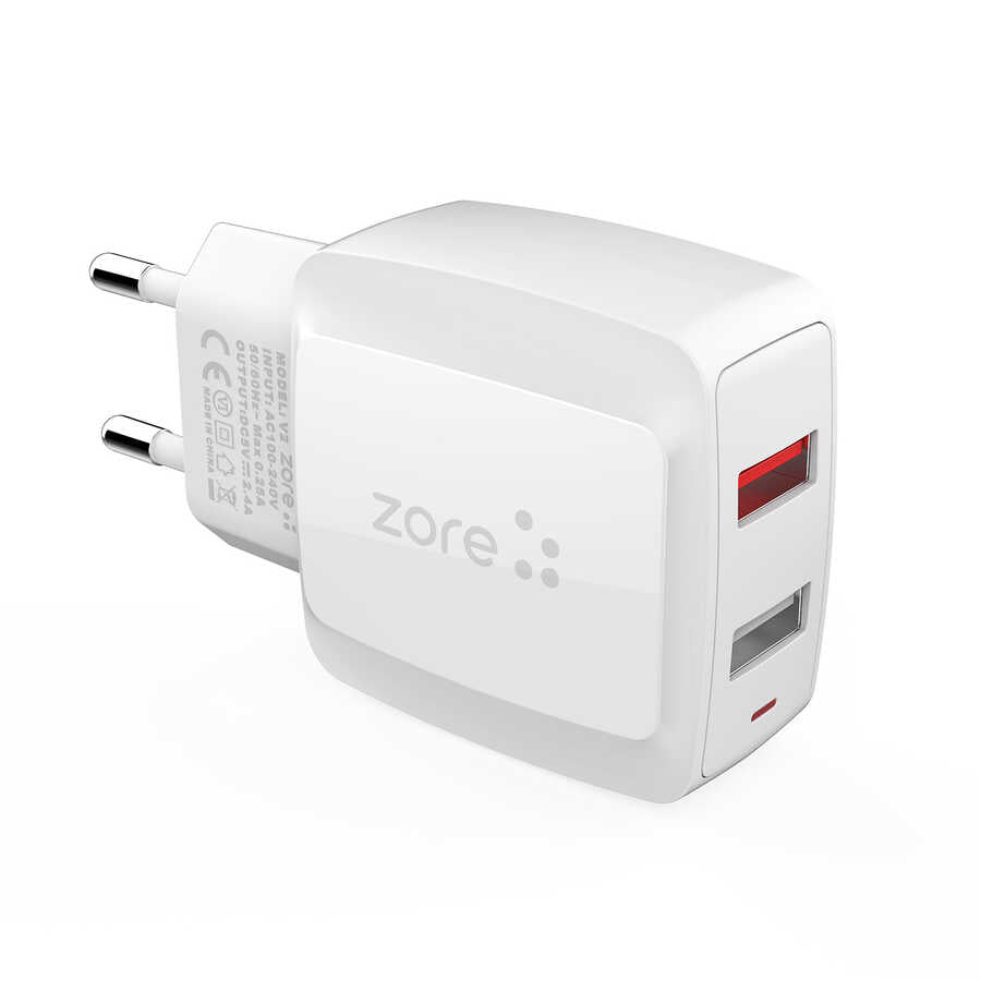 Zore Vest Serisi V2 Lightning 2 in 1 Şarj Seti Beyaz