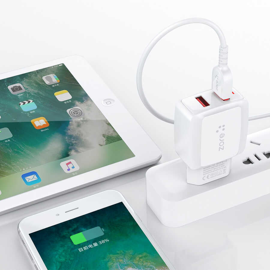 Zore Vest Serisi V2 Type-C 2 in 1 Şarj Seti Beyaz