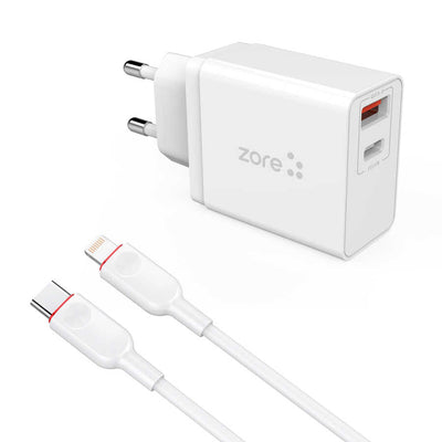 Zore XMac Serisi ZR-X2 PD To Lightning 2 in 1 Şarj Seti Beyaz