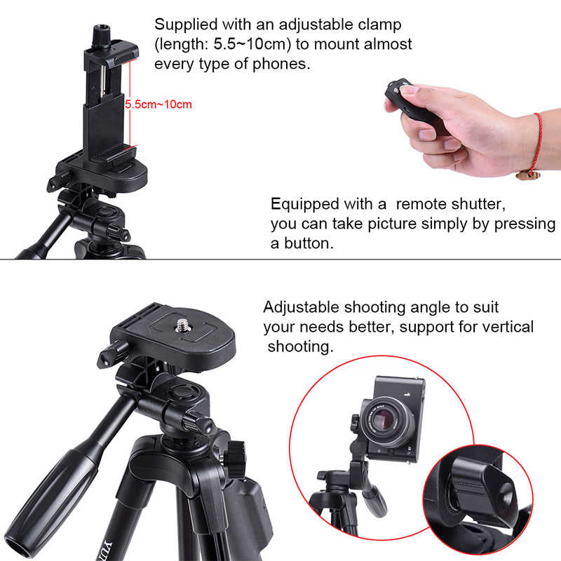 Zore Yunteng VCT 5208 Tam Orjinal Telefon Tripod Siyah