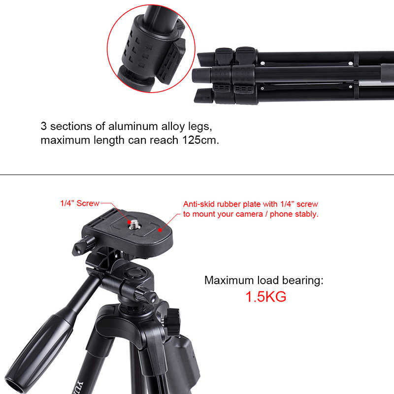 Zore Yunteng VCT 5208 Tam Orjinal Telefon Tripod Siyah