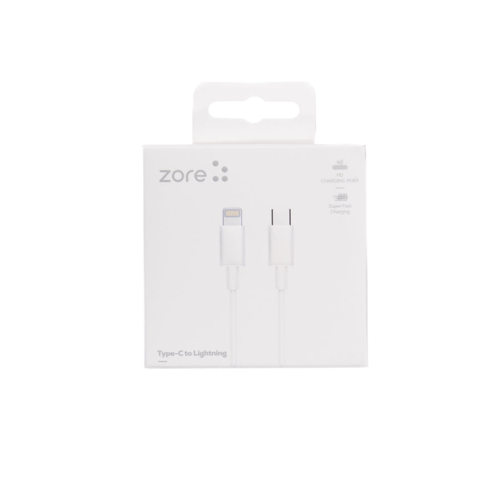Zore ZR-42 Type-C to Lightning PD Fast Charging Data and Charging Cable 1M White
