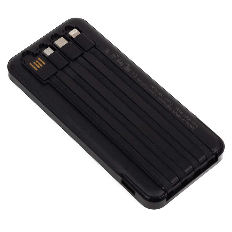 Zore ZR-PW01 Type-C - Micro - Lightning Led Göstergeli Taşınabilir Powerbank 10000 mAh Siyah