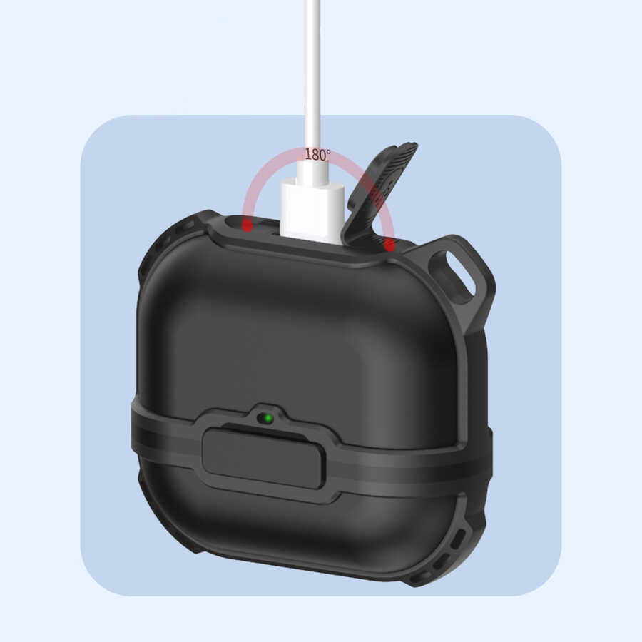 Apple Airpods 3. Nesil Zore Airbag 16 Silikon 1-1 Su Geçirmez Kılıf Siyah