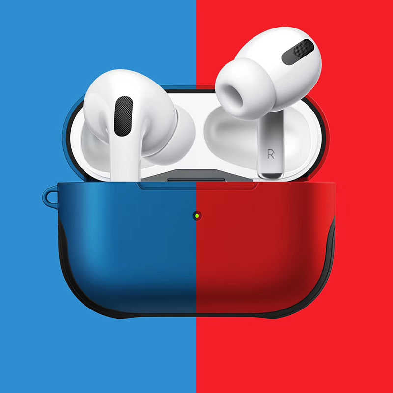 Apple Airpods Pro Kılıf Zore Shockproof Silikon Mavi-Kırmızı