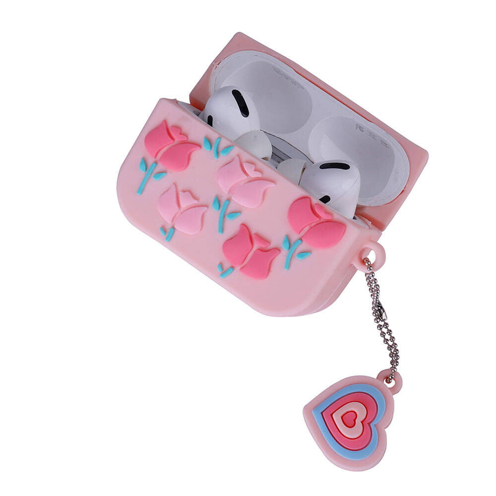 Apple Airpods Pro 2 Zore TPU Kabartma Figürlü İpli Airbag 37 Silikon Kılıf Kahverengi