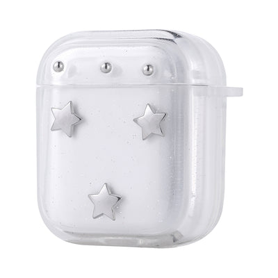 Apple Airpods Zore Airbag 44 Airbag Tasarımlı Simli Şeffaf Kutup Kılıf Yıldız