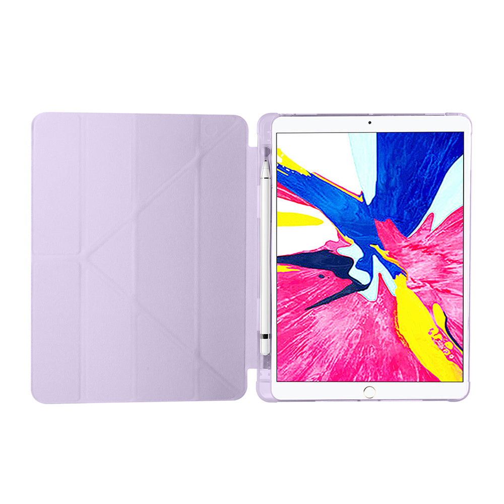 Apple iPad 10.2 (8.Nesil) Kılıf Zore Tri Folding Kalem Bölmeli Standlı Kılıf Mor