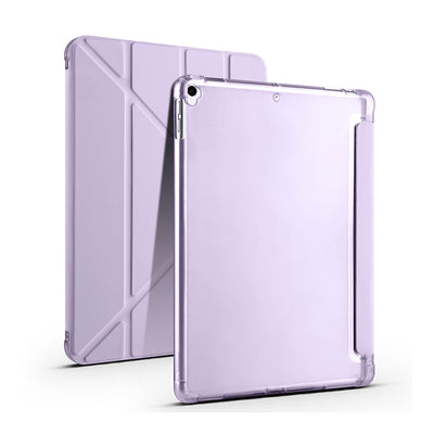 Apple iPad 10.2 (8.Nesil) Kılıf Zore Tri Folding Kalem Bölmeli Standlı Kılıf Lila